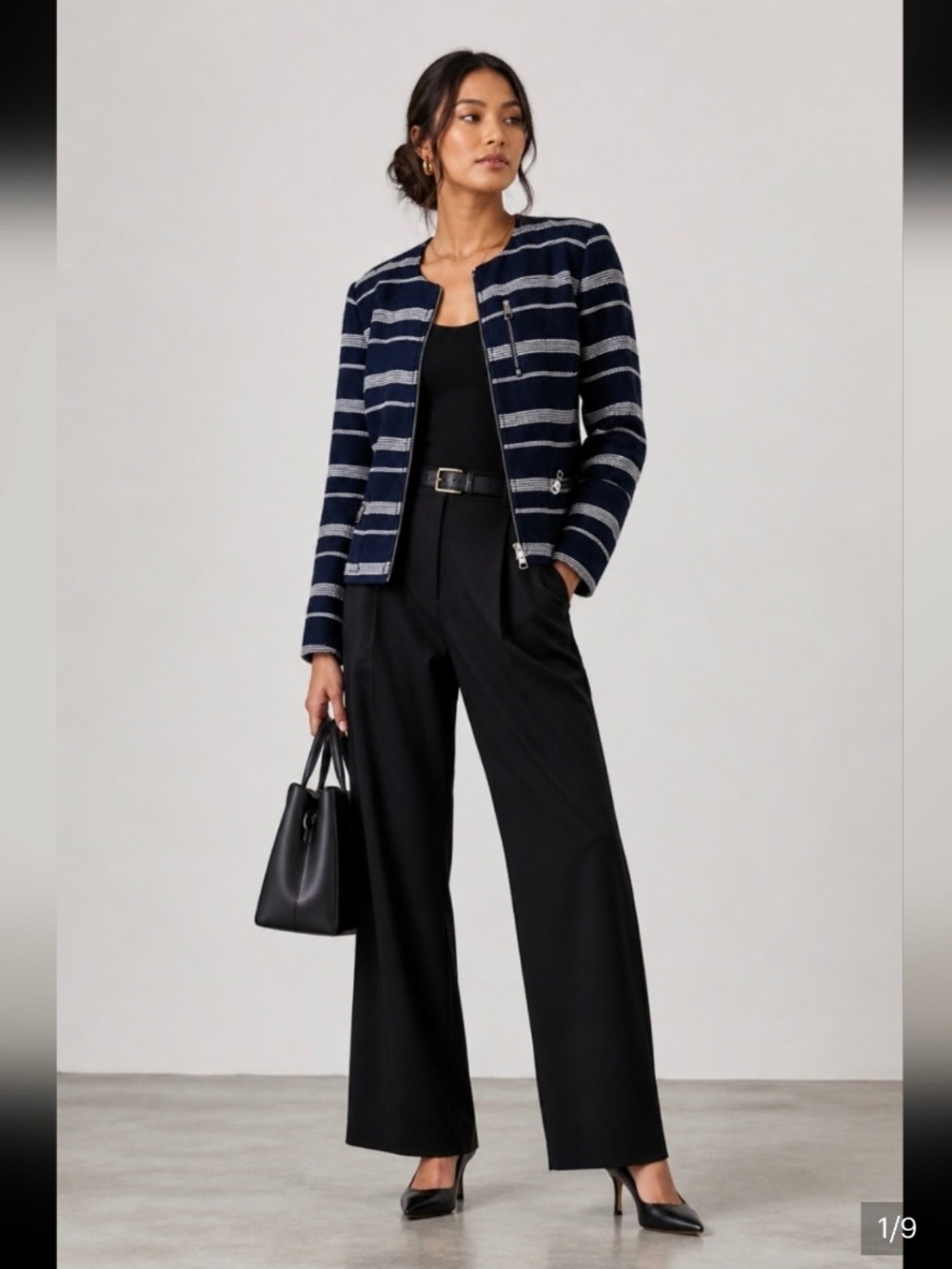 Boss Navy and White  Striped Women's Blazer NWT